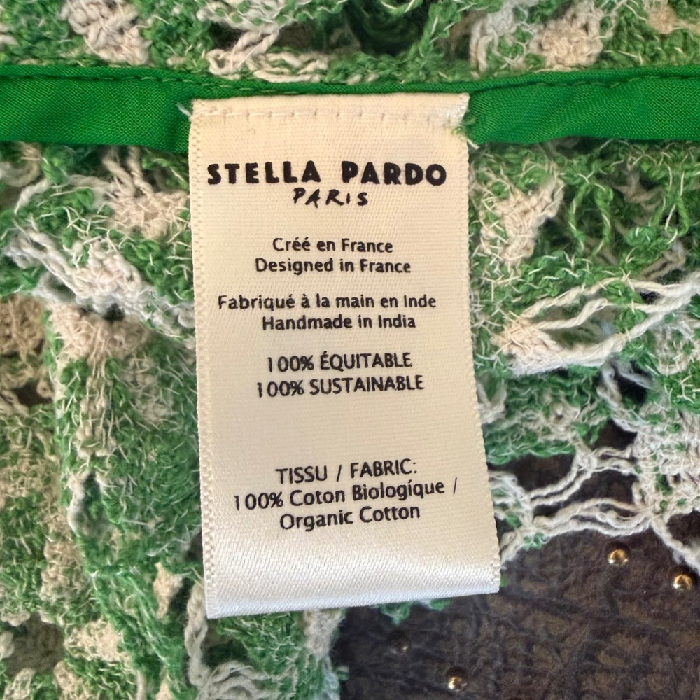 $885 Stella Pardo Paris Organic Cotton Floral Crochet Maxi Dress Green White S - Picture 3 of 15
